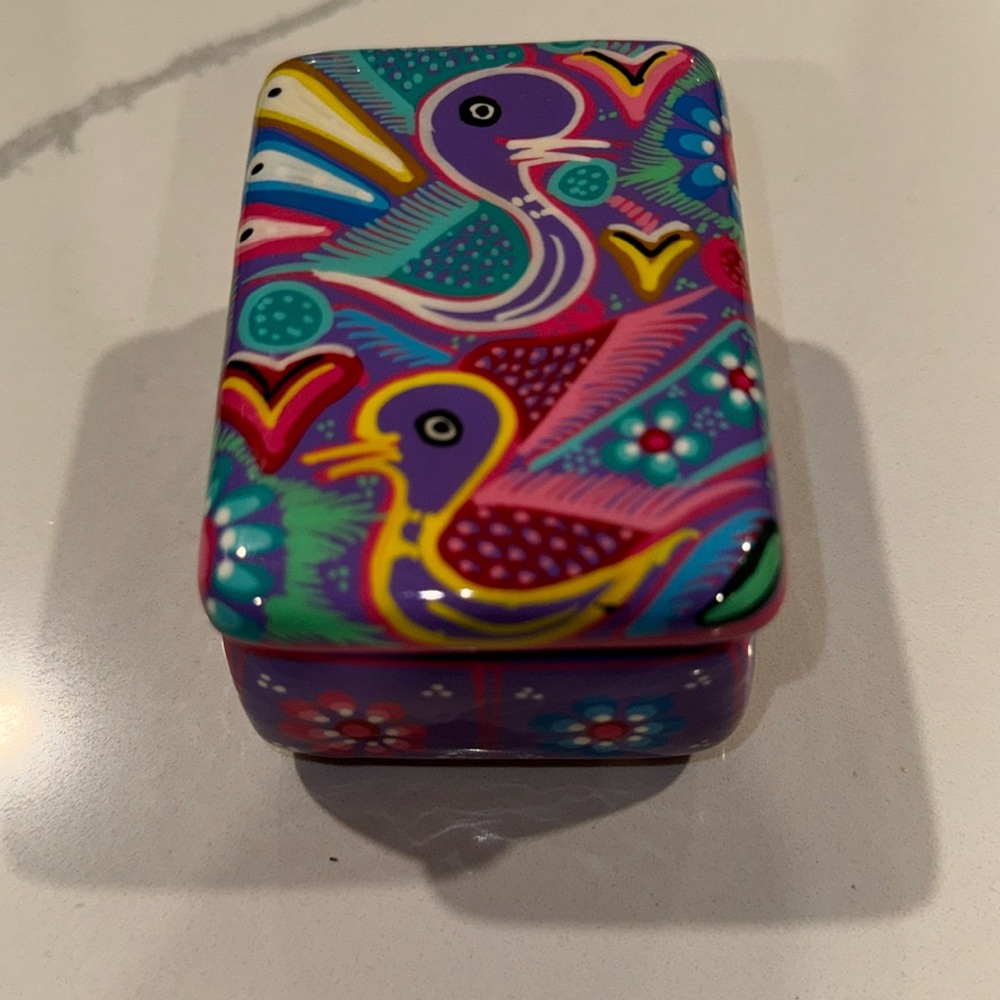 Clay Mexican talavera jewelry box